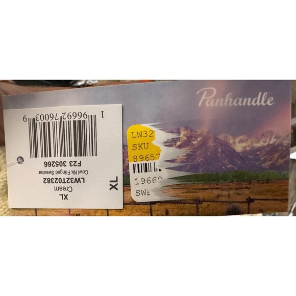 Panhandle Aztec Stripes Fringe Sweater Women XL Cowl Neck Western Bohemian Rodeo - Picture 4 of 15